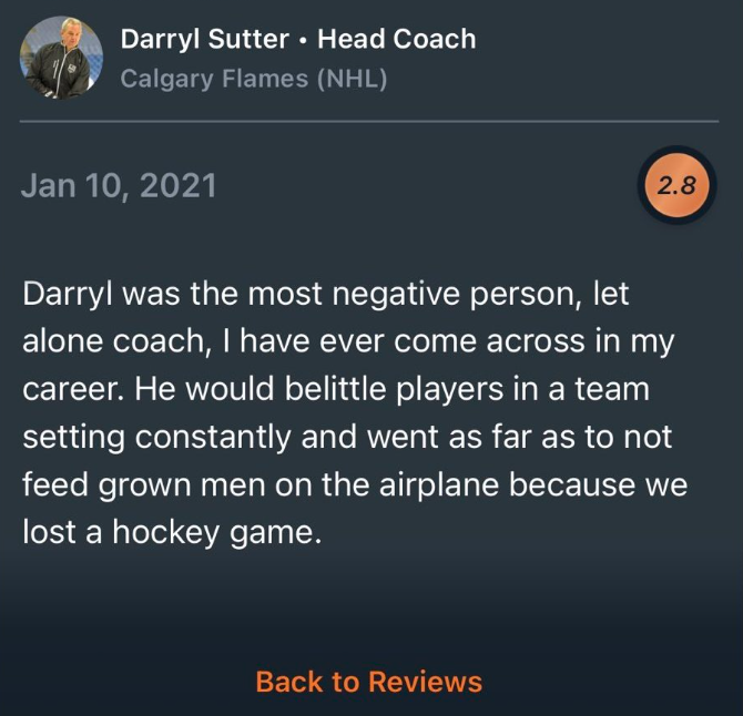 Un site permet aux joueurs de noter les entraîneurs de façon anonyme et Darryl Sutter se fait démolir