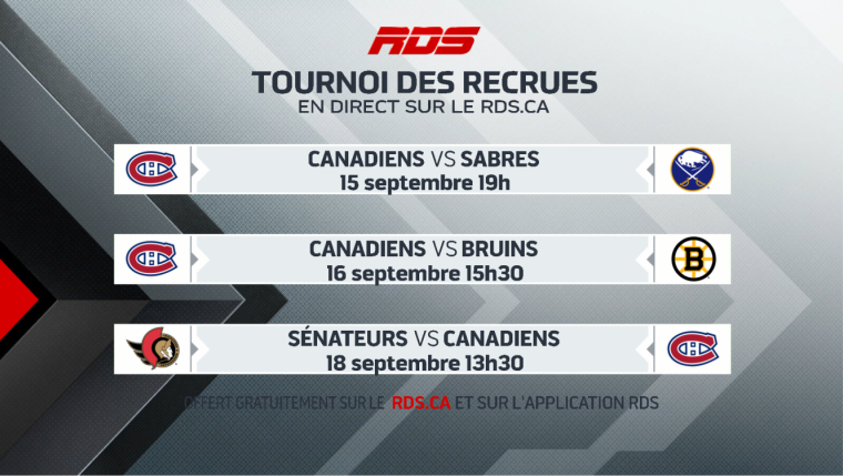 RDS annonce son horaire de diffusion du tournoi des recrues du Canadien