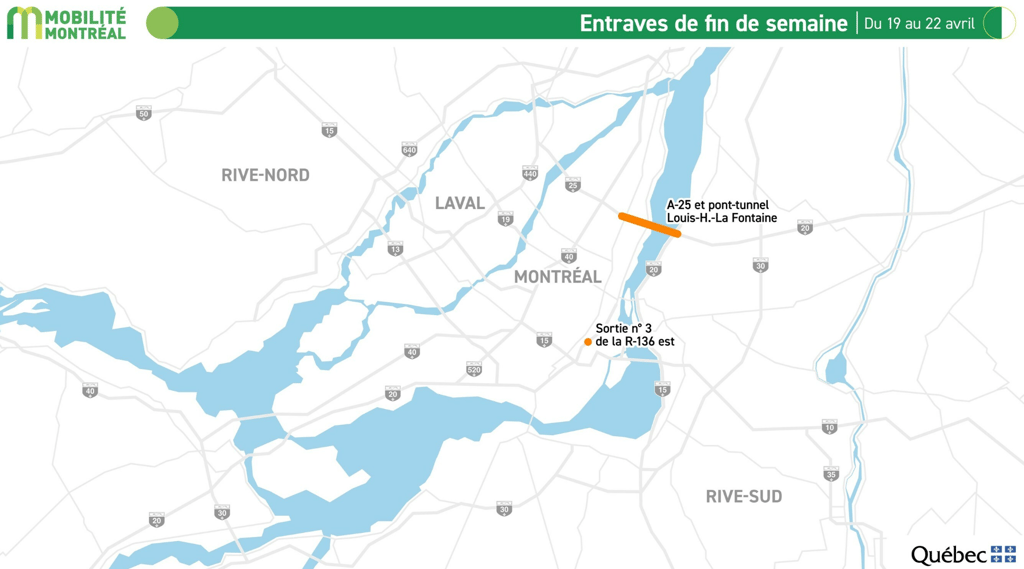 Voici les entraves majeures sur le réseau routier du Québec ce weekend