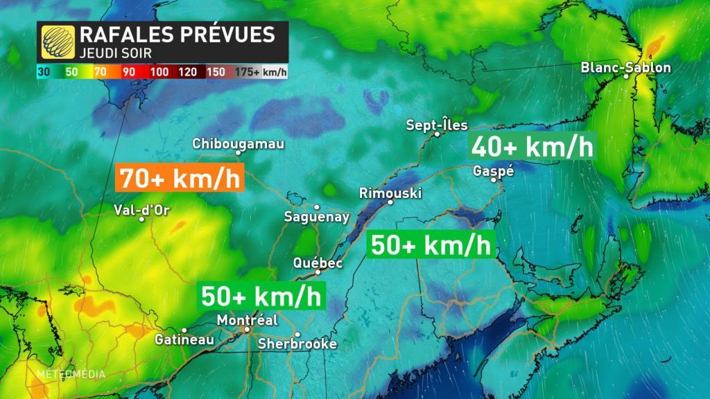 Risque élevé d'orages violents dans certains secteurs du Québec.