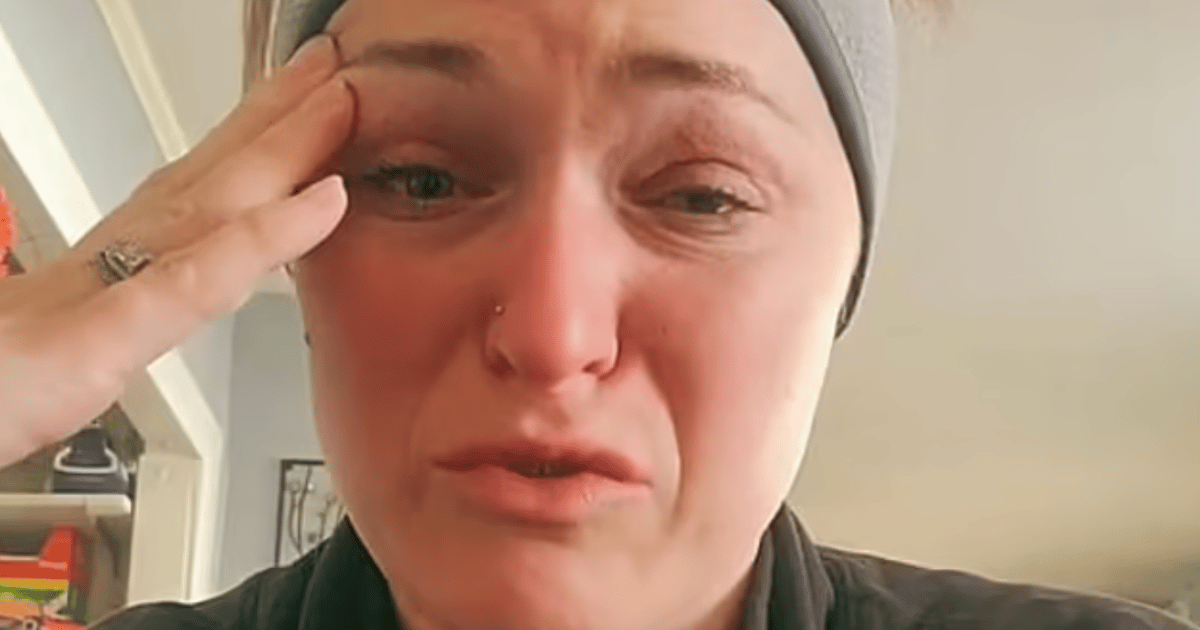 A nursing mom breaks down in tears as she mentions her financial struggles.