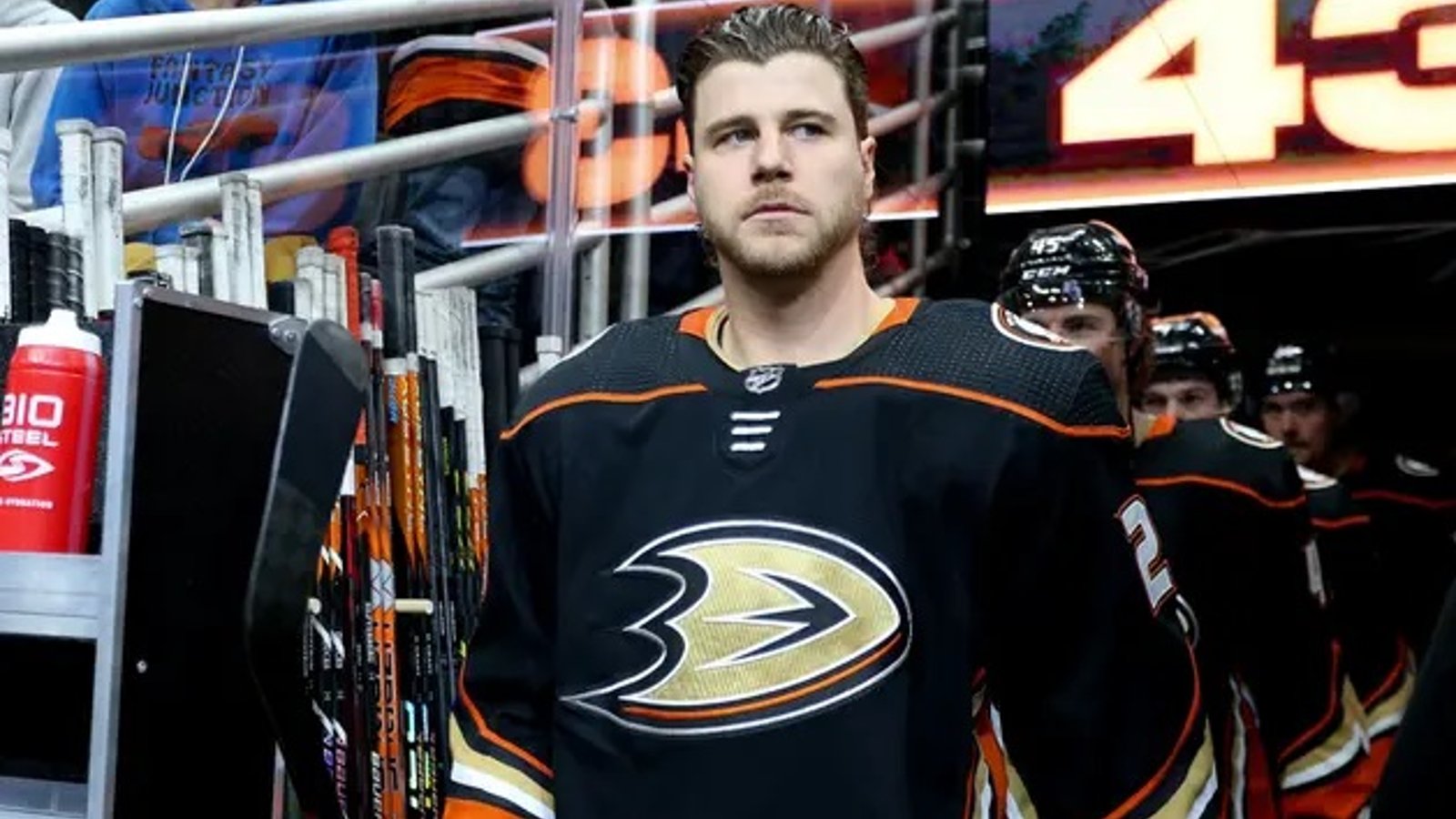 NHL profile photo on Anaheim Ducks player Nathan Beaulieu at a
