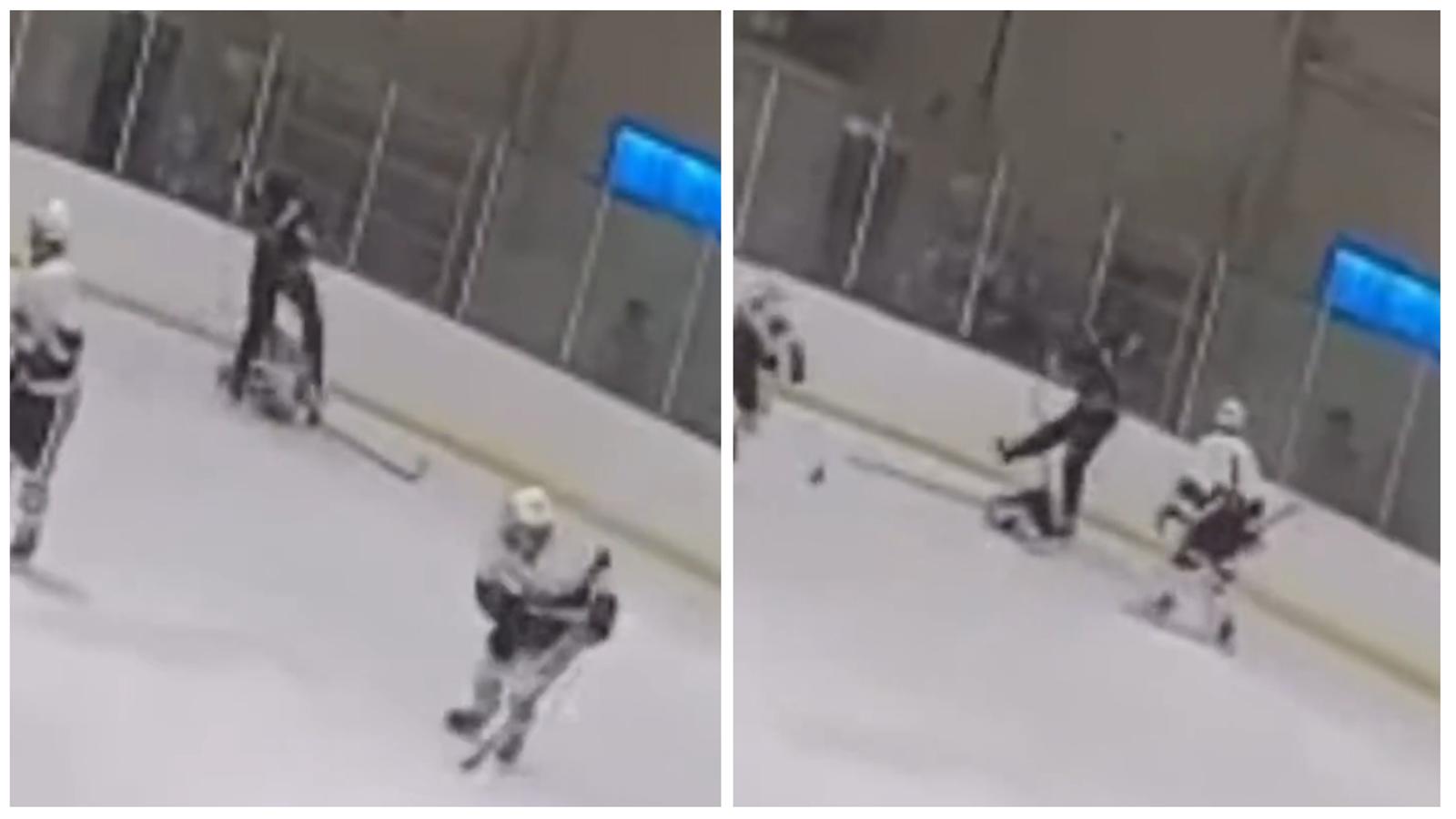 Scène d'horreur au secondaire : un jeune joueur attaque son adversaire à la tête à coups de patin