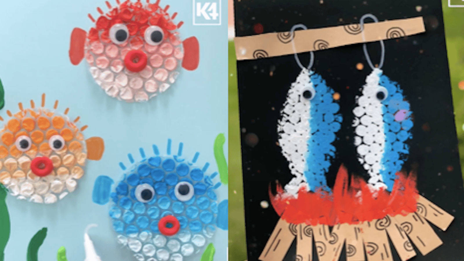 4 oeuvres à faire avec du papier bulles et de la peinture