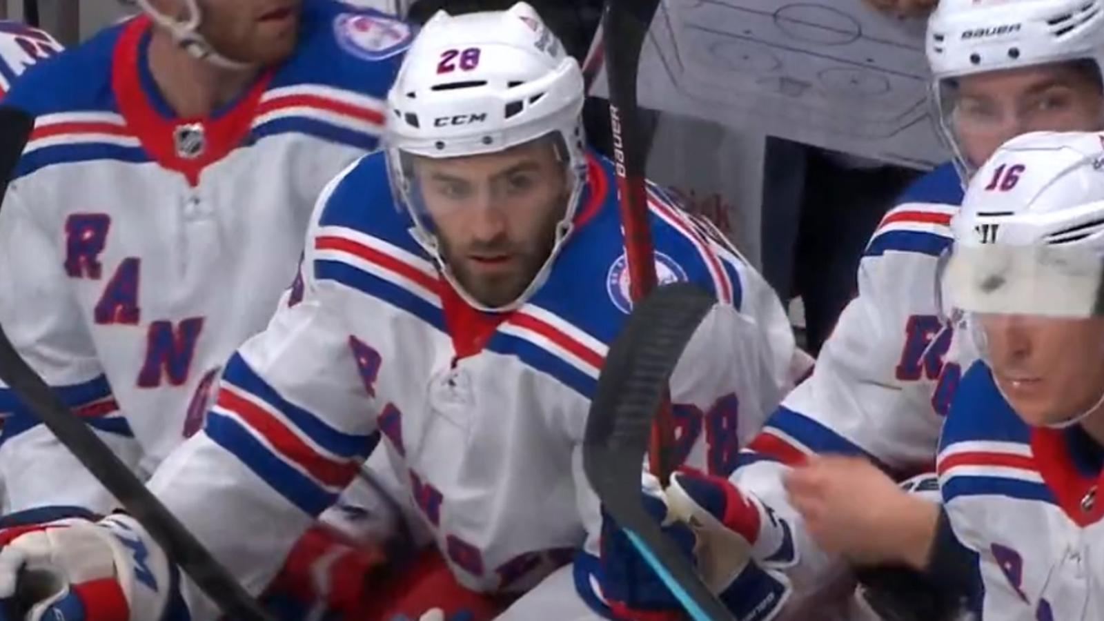 Son of 9/11 first responder plays his first NHL game for the New York Rangers.