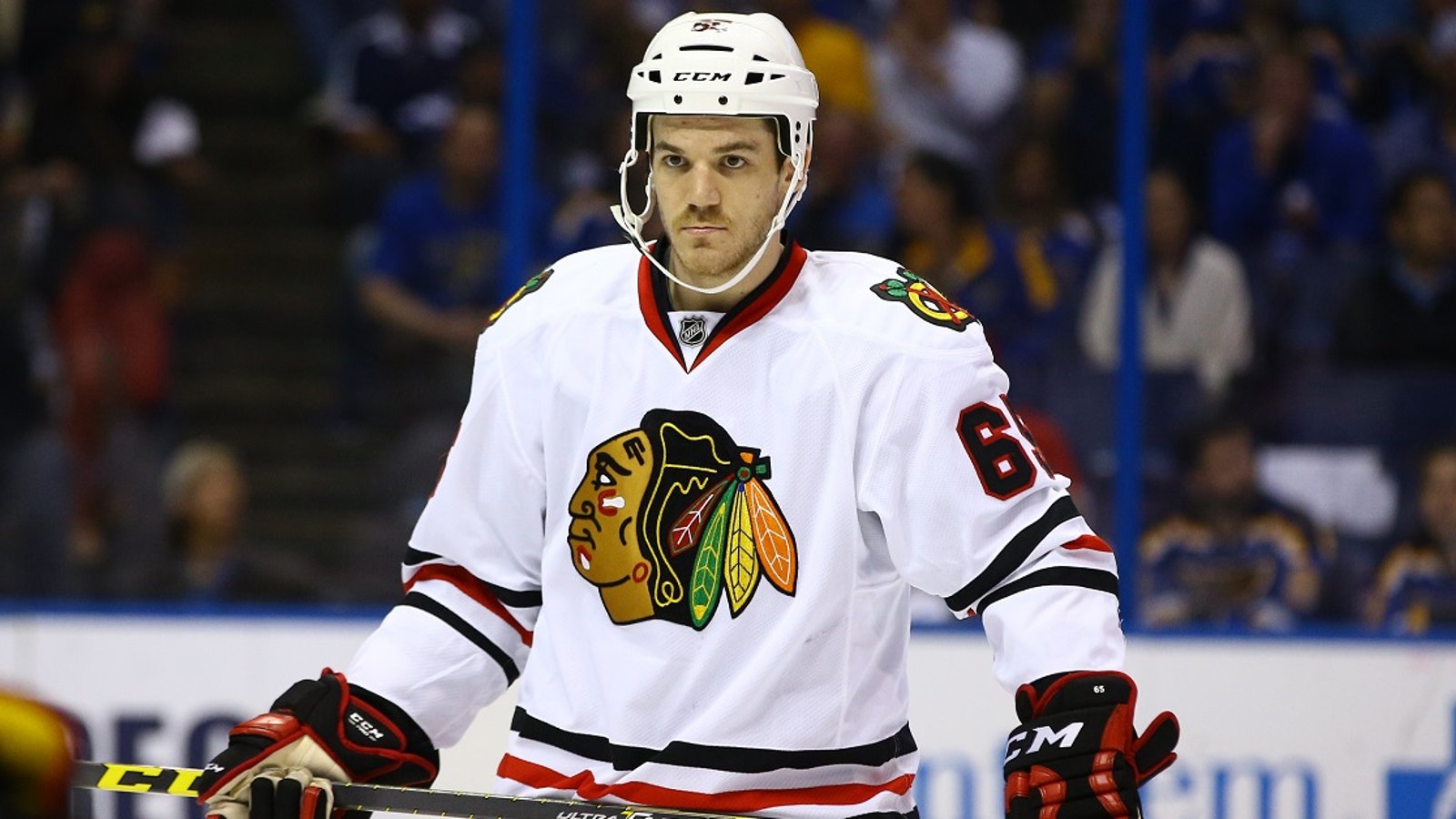 Andrew Shaw becomes the first NHL player to defend Jacob Panetta.
