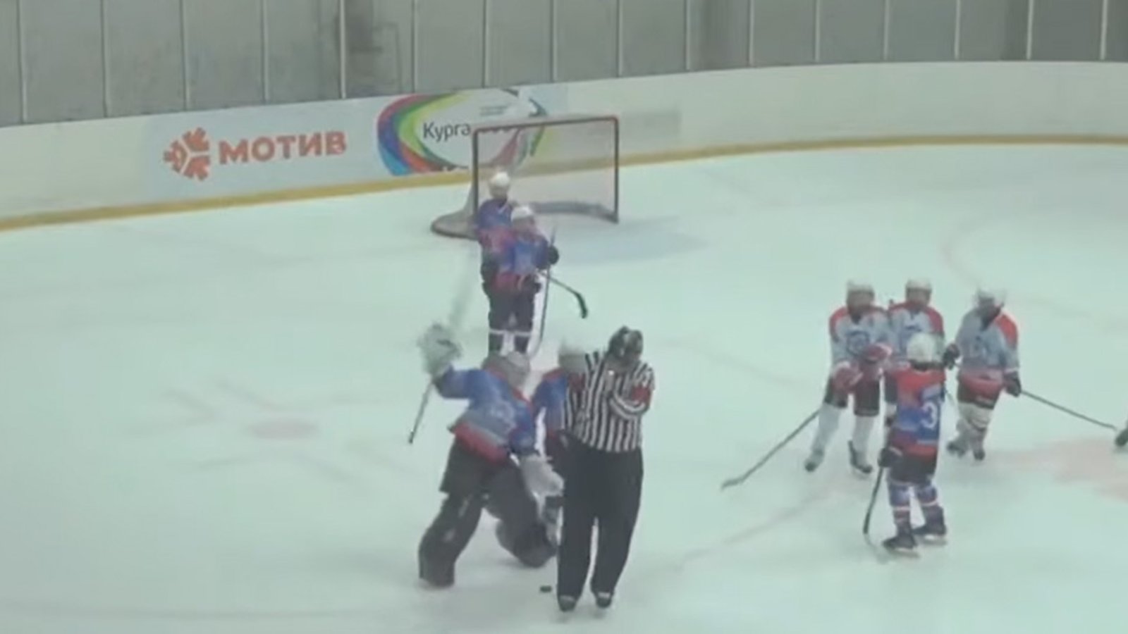 MUST SEE: 10 year old Russian goalie attacks referee with his stick! 