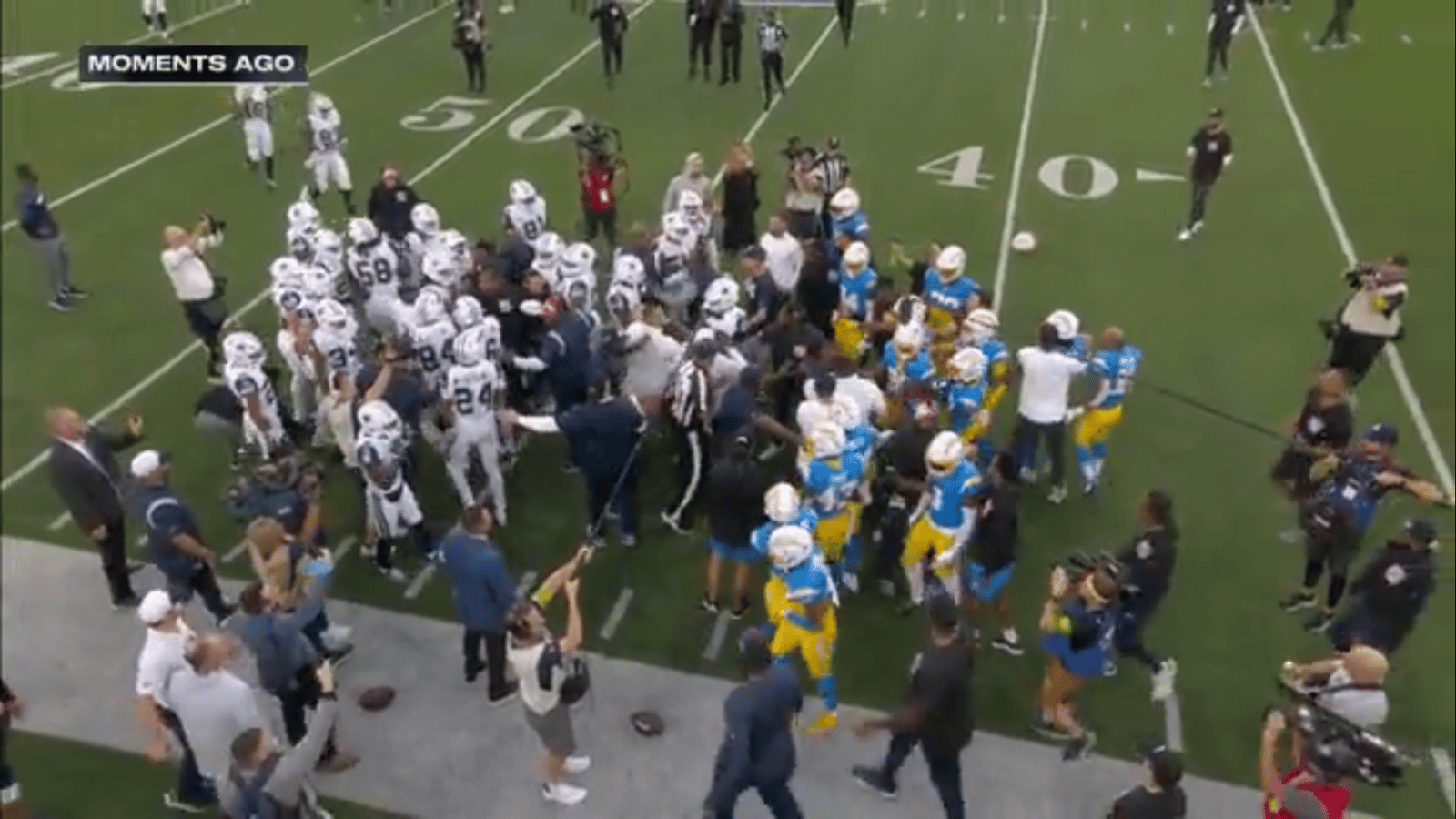 Cowboys, Chargers players fight before their game! 