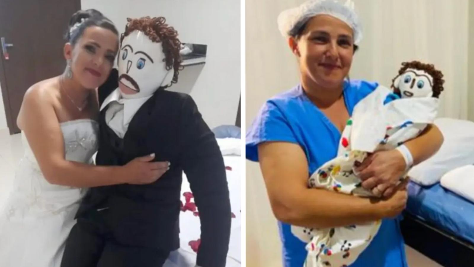 Une femme mariée à une poupée de chiffon annonce qu'ils ont eu un « bébé » ensemble