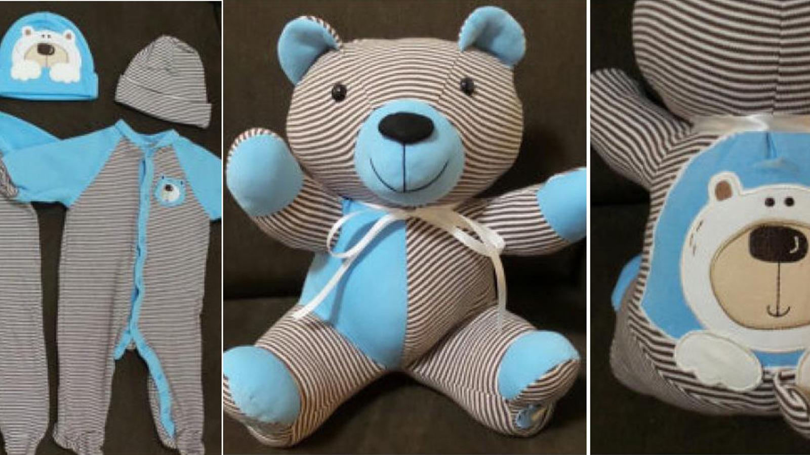 Un patron gratuit pour transformer un pyjama de bébé en ourson souvenir! 