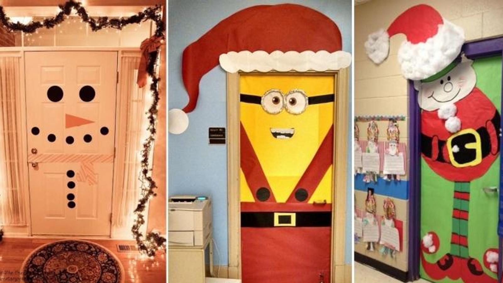 20 Magnifiques idées pour décorer une porte pour Noël! Une idée à bricoler avec les enfants! 