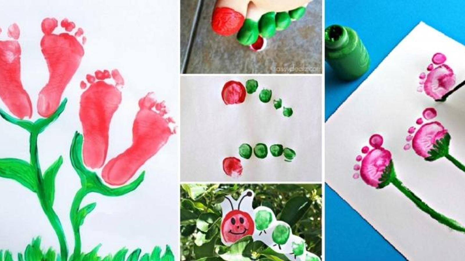 20 Peintures à faire avec les pieds et les mains des enfants, pour souligner l'arrivé du printemps! 