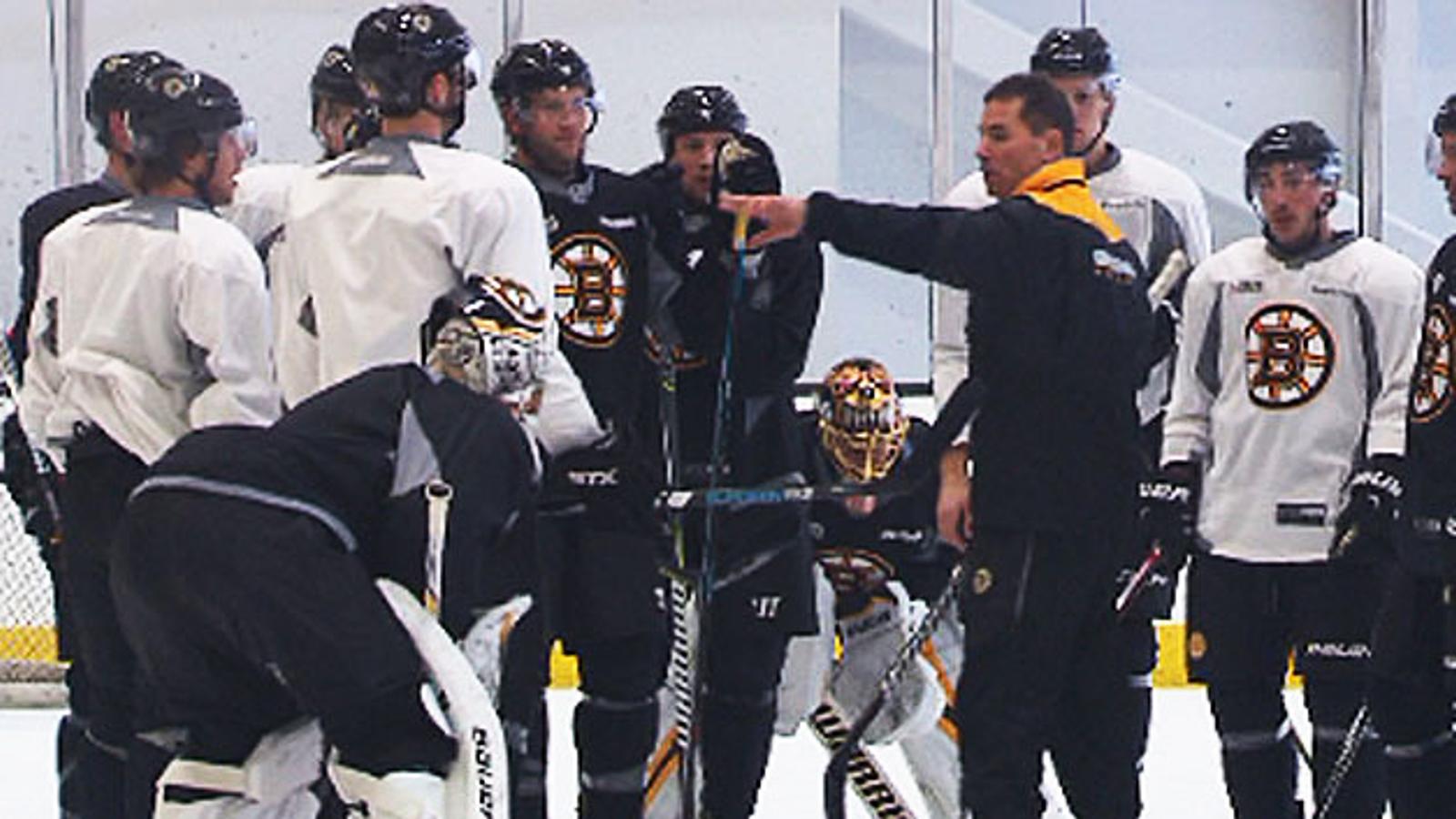 Bruins coach Cassidy flips out at his players during today’s practice 