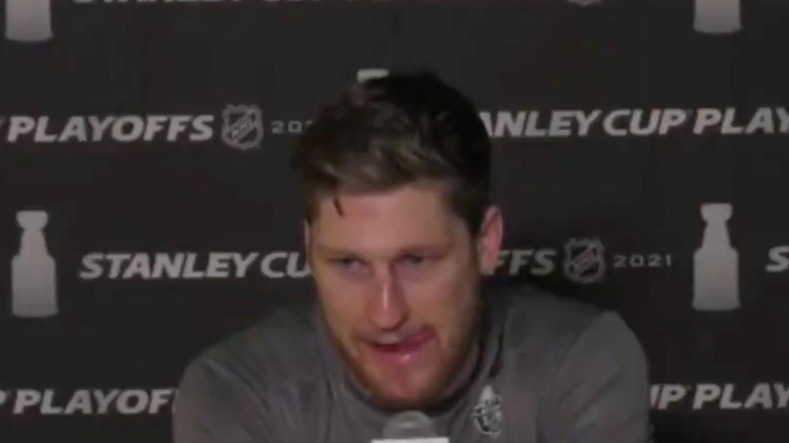 MacKinnon on edge during press conference: shuts down dumbest question ever! 