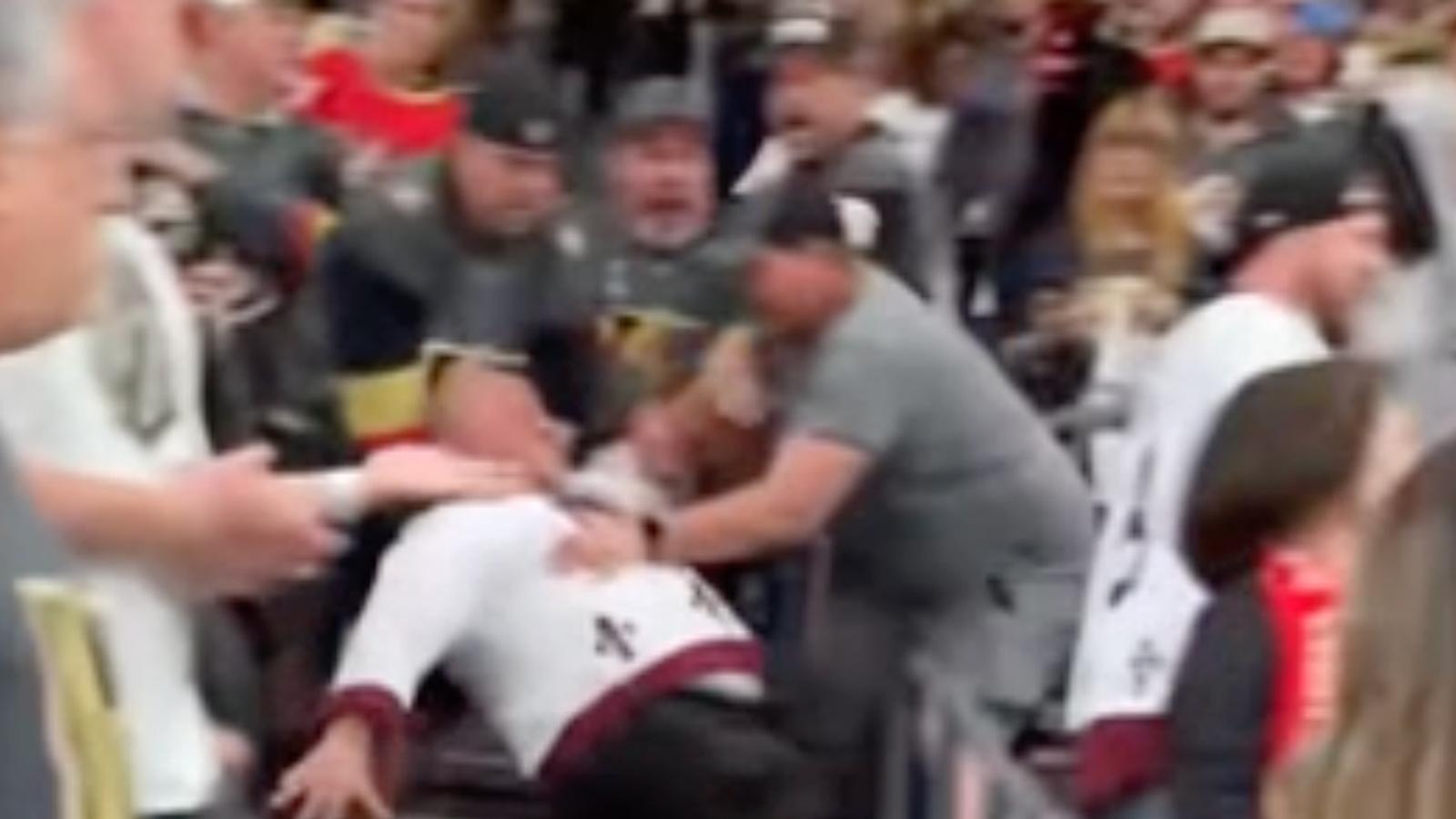 Fight breaks out in stands as Avs’ fans have gear stolen during Knights’ celebrations 