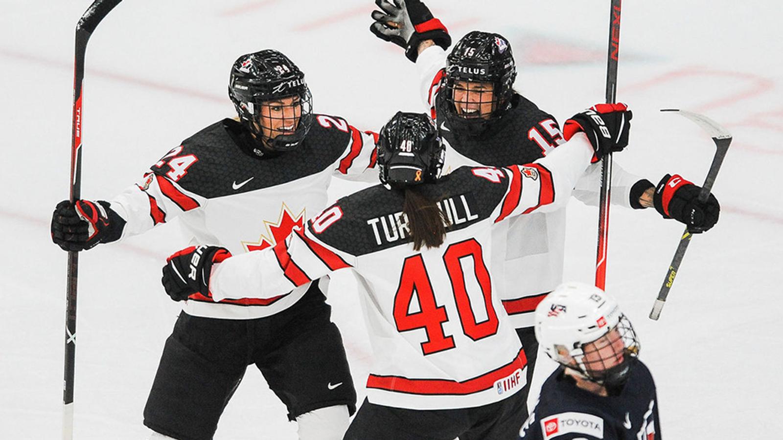Team Canada earns convincing win over Team USA in the women's world hockey championship