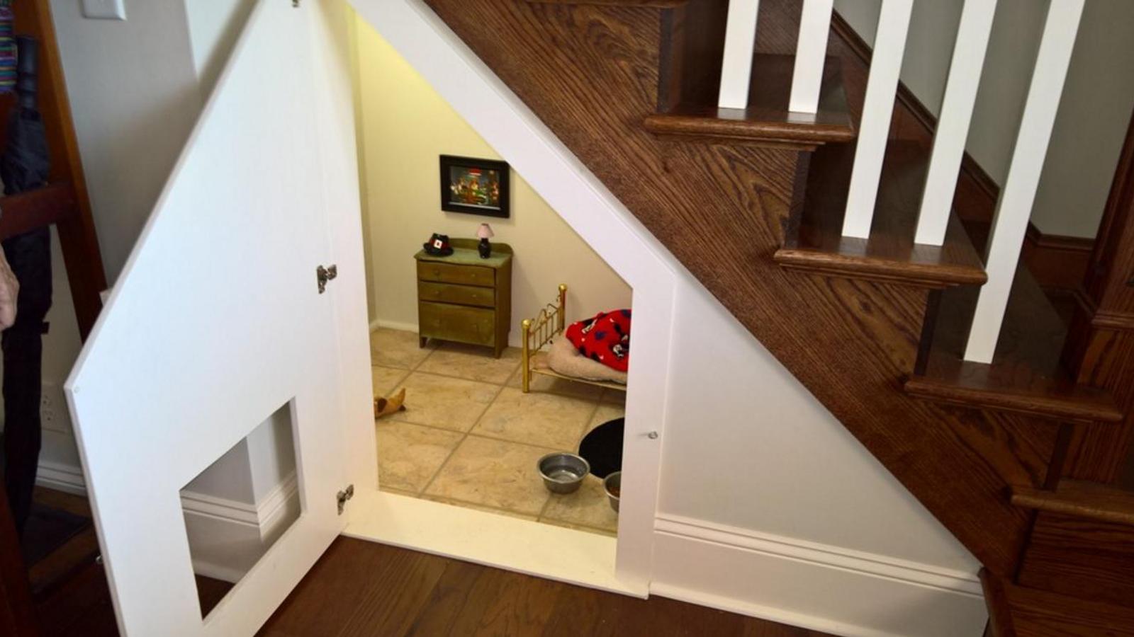 Une femme fait un trou sous ses escaliers et construit une pièce de rêve pour son chien