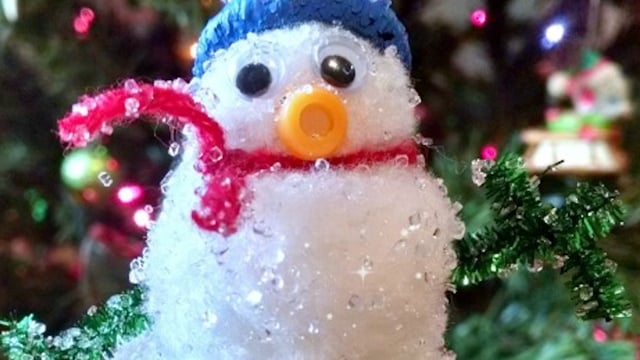 Une activité qui marie science et art:  un joli bonhomme de neige en cristaux de borax