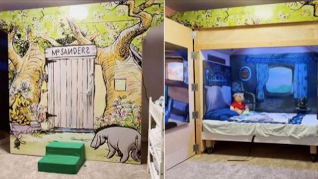 Pour réconforter son petit-fils autiste, ce grand-père lui a créé un super lit Winnie l’ourson
