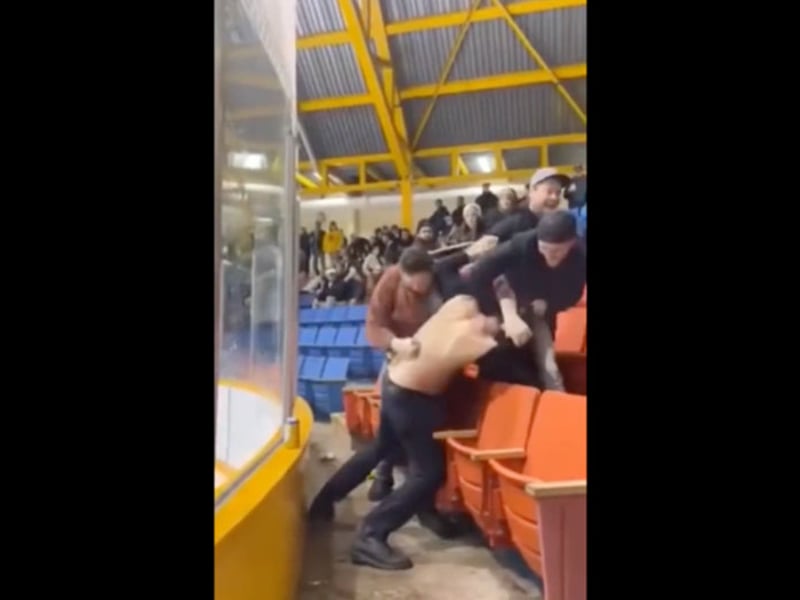 Scrap breaks out in the stands, bystanders step in and we get the craziest KO in hockey history