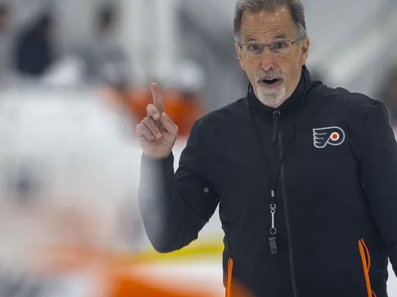 Tony DeAngelo throws his stick and leaves Flyers practice in frustration