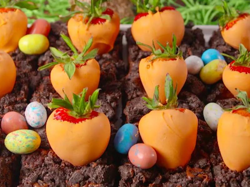 Super dessert de Pâques: un jardin de carottes en brownies!